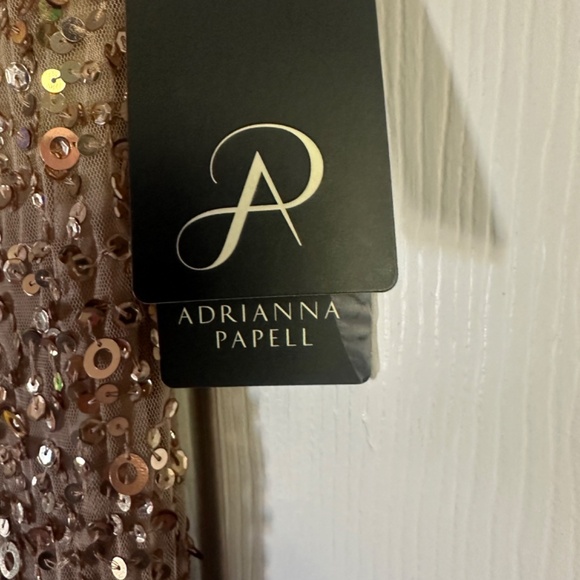 NWT Adrianna Papell Gold Sequin Full Length Gown - Picture 7 of 16